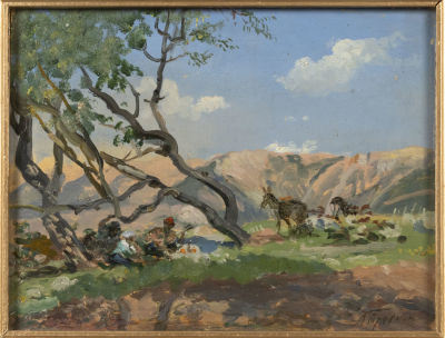 Трескин А. В. Крым. 1939. Картон, масло. Размер по раме 30,5х38,5 см. Размер картона 26,5х34,5 см. 