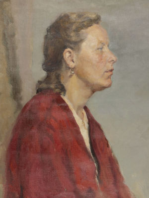 Кривицкий Л. Г. Женский профиль. 1953. Холст, масло. Размер 50х45 см. Печать академии 