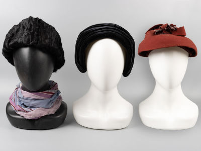 [Коллекция художника по костюмам Т.В. Слёзиной] Три винтажные шляпки. 1950-е. Шляпка. Формы 