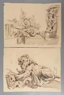 Н/х. Фрагменты Национального памятника кайзеру Вильгельму в Берлине. 2 л. Первая четверть XX 