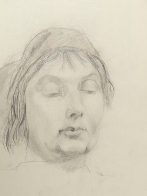 [Из архива семьи Твелькмейер] Твелькмейер Л. Б. Портрет женщины с опущенными глазами. 1940-е 