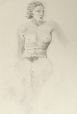 [Из архива семьи Твелькмейер] Твелькмейер Л. Б. Ню. Сидящая модель. 1920-1930-е гг. Бумага 