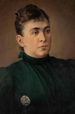 [Редкость] Тронин Н. [по подписи] Портрет дамы с нагрудным знаком "Женщина-врач". 1880-1910-е 