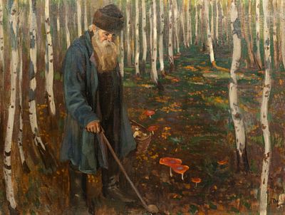 [Мир Искусства] Рылов А. А. Собиратель грибов. Начало XX века. Холст, масло. Размер 80х104 см. Х 