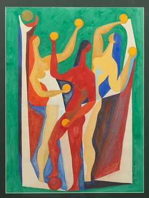 Мазрухо М. Б. Женщины с апельсинами. 1928. Бумага, гуашь. Размер листа 63х47 см. Размер по раме 