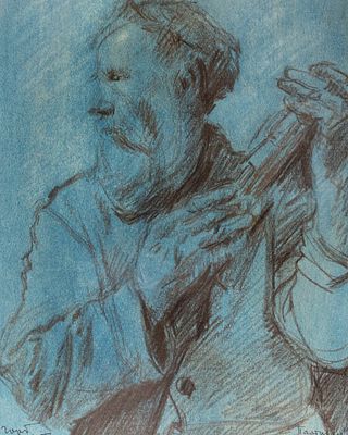 Горб В. А. Партизан. 1935. Бумага, цв. карандаши. Размер листа 30х23 см. Хорошее состояние. 