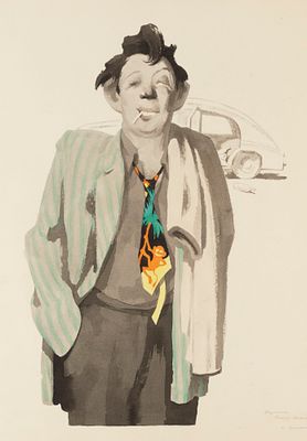 [Из коллекции П. Е. Корнилова] Пророков Б. И. Стиляга. 1950-е гг. Бумага, акварель. Размер 45 