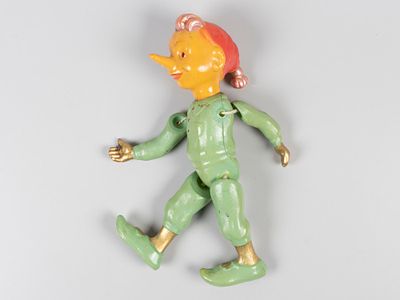 Игрушка. Буратино. 1950-1960-е. Целлулоид, роспись. Высота 19 см. Руки и ноги подвижные. 