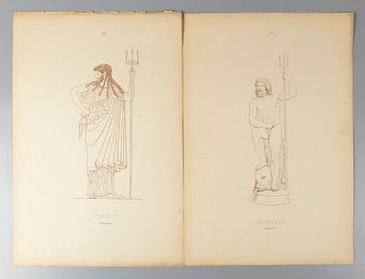 Посейдон. Две цинкографии. XIX век. Размер 46,5х32 см. Хорошее состояние. Следы бытования.