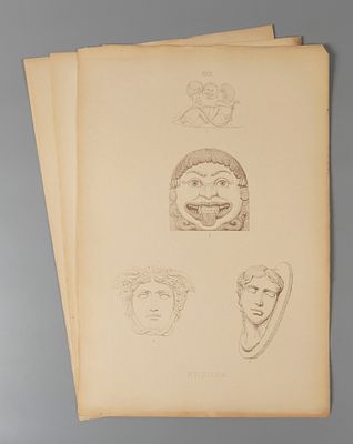 Гера, Гефест и Медуза. Три цинкографии. XIX век. Размер 46,5х32 см. Хорошее состояние. Следы 