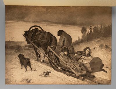 Похороны крестьянина. Фототипия с картины В. Г. Перова. Из издания "История России в XIX веке". 