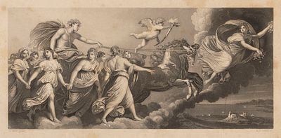 Пейн А. Г. (гравер) Гравюра с фрески Г. Рени "Аврора". XIX в. Размер листа 20х28,5 см. Условно 