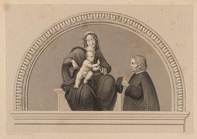 Пейн А. Г. (гравер) Гравюра с картины атр. Л. Да Винчи "Мадонна с младенцем Христом и 