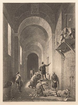 Гране (по оригиналу), Френч В. (гравер). Художник в тюрьме. XIX в. Гравюра на стали. Размер по 