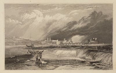 [Вселенная Майера] Сайда, Сирия (Ливан). Гравюра на стали. Германия, XIX век. Размер листа 12 