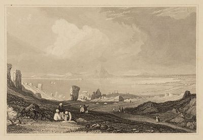 [Вселенная Майера] Тунис. Руины Карфагена. Гравюра на стали. Германия, XIX век. Размер листа 