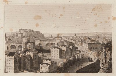 [Вселенная Майера] Эдинбург, Шотландия. Гравюра на стали. Германия, XIX век. Размер листа 13х18 см.