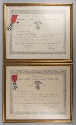 [За участие в ПМВ] Два Ордена Почетного Легиона полковника 8-го гусарского полка А. Лонга. 