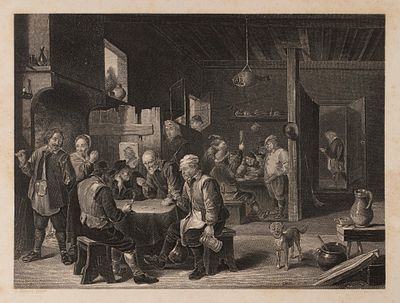 Пейн А. Г. (гравер); Тенирс Д. (по оригиналу). Выпивающие слуги. 1850-е гг. Бумага, гравюра. 