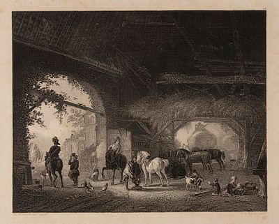 Пейн А. Г. (гравер); Вунерман (по оригиналу). Стойла. 1850-е гг. Бумага, гравюра. Размер листа 
