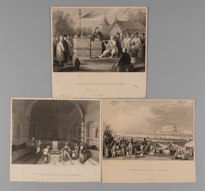 Пейн А. Г. (гравер). Три гравюры. Скачки в Эпсоме. Турецкий диван в Дамаске. Китайские 