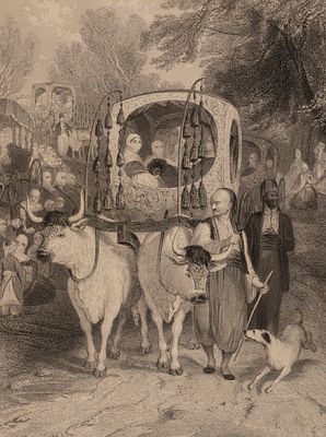 Аллом Т. (по рисунку), Дженкинс (гравер). Султанша в повозке с быками. Середина XX века. 