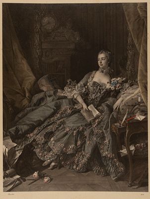 Маркиза де Помпадур. Фототипия с портрета Франсуа Буше. Начало XX века. Размер 40х29,5 см. Хорош 