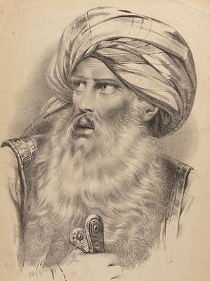 Монвуазен Р. (оригинал приписывается), А. С. (гравер). Голова Али-паши Тепеленского. Литография 