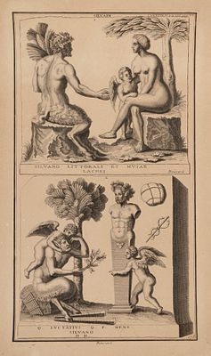 Сцены с изображением римского бога Сильвана. Лист из издания Буассара Ж.-Ж. "Topographia Urbis 