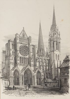 Дюран А. Шартрский собор, Франция. 1839. Бумага, литография. Размер по раме 42,5х32,5 см. Хороше 
