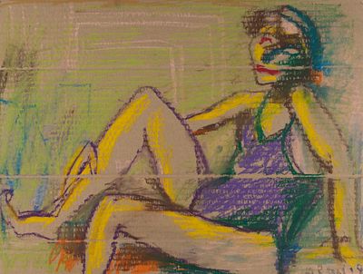 [Из коллекции В. и Л. Носкиных] Зинштейн А. Обнаженная. 2018. Гофрокартон, пастель. Размер 42 