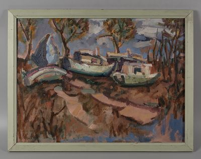 [Из коллекции В. и Л. Носкиных] Лоцман А. Д. Лодки на берегу. 2007. Холст, масло. Размер по 