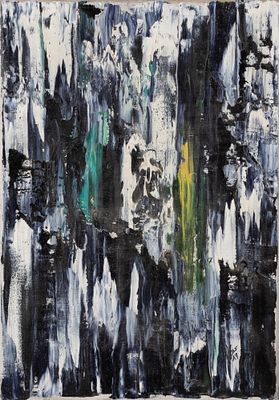 [Из коллекции искусствоведа Т. Юрьевой] Бондаренко Ю. Белый дождь в черный день. 1989. Холст 