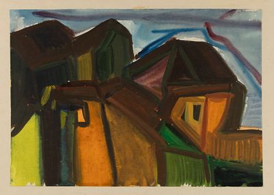 [Школа Стерлигова] Носов А. К. Оранжевые дома. Из серии "Грузия". 1960-е гг. Бумага, акварель 