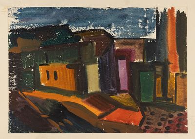 [Школа Стерлигова] Носов А. К. Цветная улица. Из серии "Грузия". 1960-е гг. Бумага, акварель 