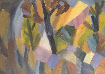 [Школа Стерлигова] Ким Н. В. Осень. 1997. Картон, масло. Размер 25х35 см. Хорошее состояние. 