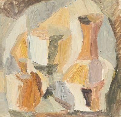 [Школа Стерлигова] Ким Н. В. Натюрморт с гранатом. 1991. Картон, масло. Размер 34х35 см. Хорошее 