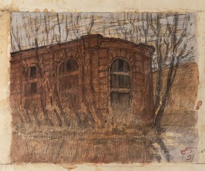 [Группа "Эрмитаж"] Головачев Б. Ф. Новая Голландия 1991. Бумага, карандаш, акварель. Размер 