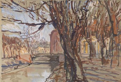 [Группа "Эрмитаж"] Головачев Б. Ф. Садовый мост. Из серии "Мосты и стены". 1992. Бумага 