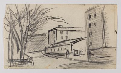 Шагин В. Васильевский остров, набережная реки Пряжки. Последняя четверть XX века. Бумага 