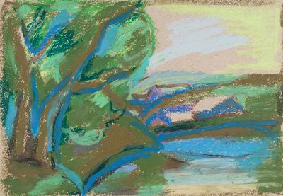 Писарева Г. Озеро Вельё, Псковская область. 2016. Бумага, пастель. Размер листа 21х15 см. Хороше 