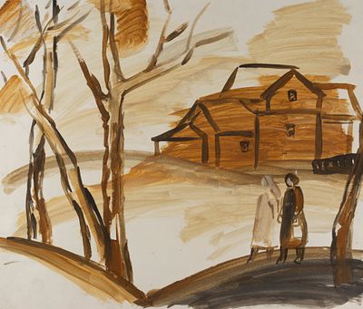 Писарева Г. Две подруги. 2010-е гг. Бумага, гуашь, акварель. Размер листа 44,5х53,5 см. Хорошее 