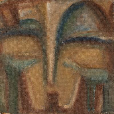 Бровина Ж. Созерцание. 1978. Оргалит, масло. Размер 30х30 см. Хорошее состояние. Следы 