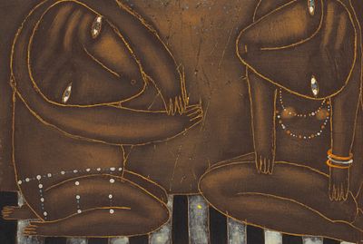 Быстрова Е. Мадонны Гогена. 1994. Бумага, смешанная техника. Размер листа 15х21 см. Хорошее 