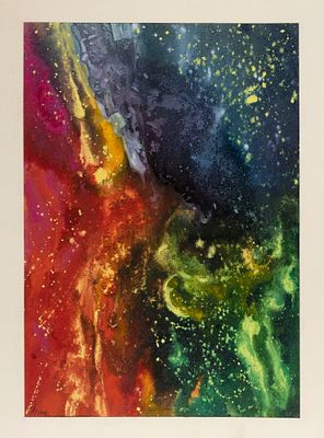 Сизов А. Н. Космос (зеленое пламя). 1990. Бумага, смешанная техника. Размер 19х27 см. Хорошее 