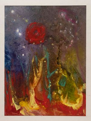 Сизов А. Н. Цветок. 1990. Бумага, смешанная техника. Размер 17х23 см. Хорошее состояние. Лист 