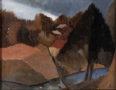 Батурин А. Б. Вырица. 1995. Оргалит, масло. Размер 22х28 см. Хорошее состояние. Батурин 