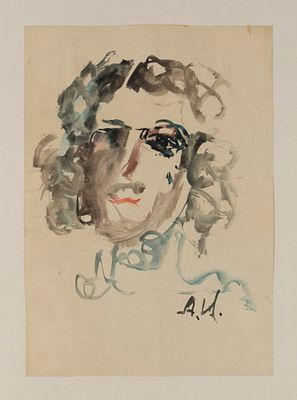 Исачев А. А. Портрет мужчины (Петр I?). 1990-е гг. Бумага, акварель. Размер листа 28х20,5 см. Хо 