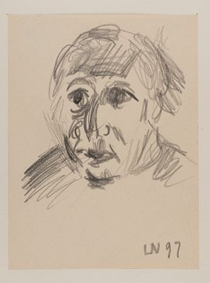 Нисенбаум Л. Г. Автопортрет. 1997. Бумага, карандаш. Размер листа 19,5х14,5 см. Хорошее 