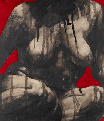 Штапаков Ю. Девушка с татуировкой / Ксения. 2005. Оргалит, смешанная техника. Размер 52х45 см. Х 